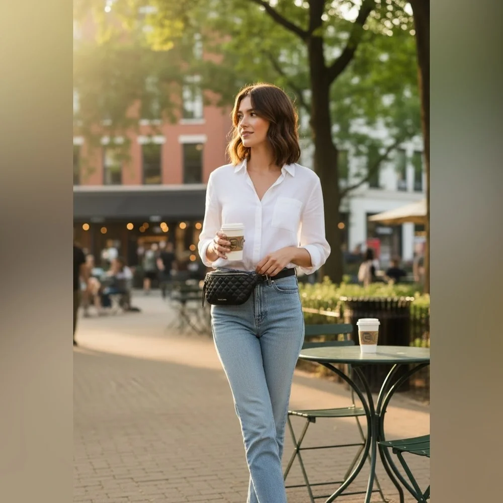 Michael Kors Quilted Black Leather Belt Bag - Picture 2 of 12